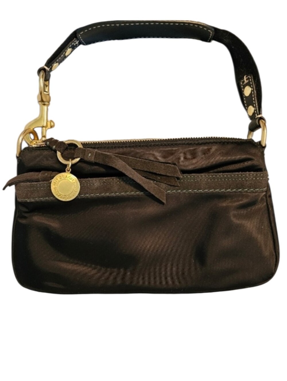 NEW Vintage Coach Hamptons Forest Green Satin & Suede Pocket Baguette Bag​